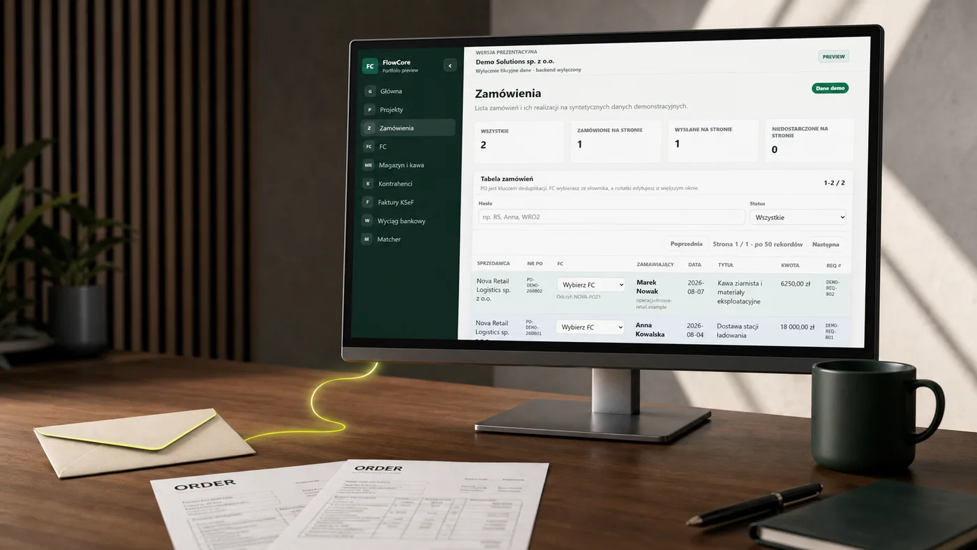 Platforma B2B i obsługa zamówień w mockupie