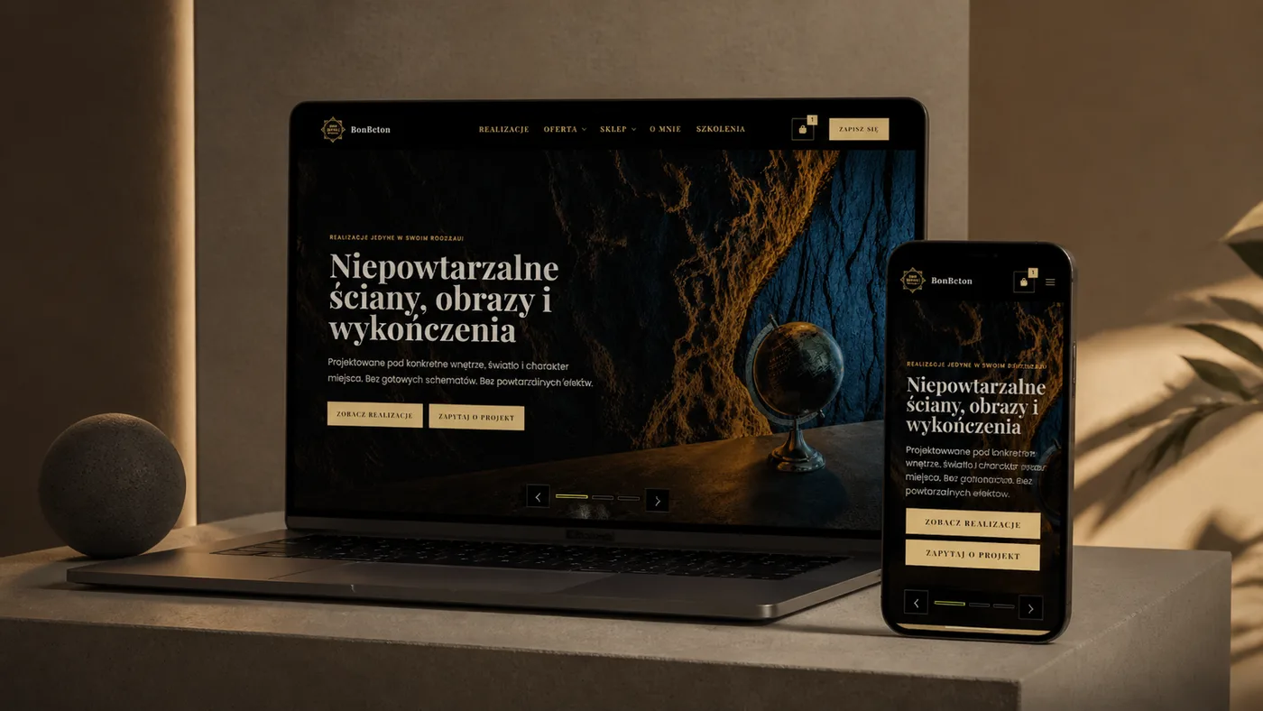 Sklep BonBeton na laptopie i telefonie