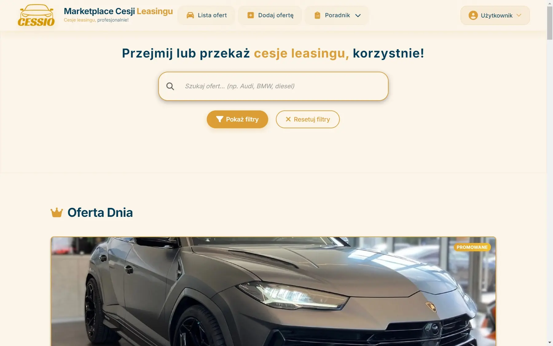 Mobilna wersja portalu na telefonie