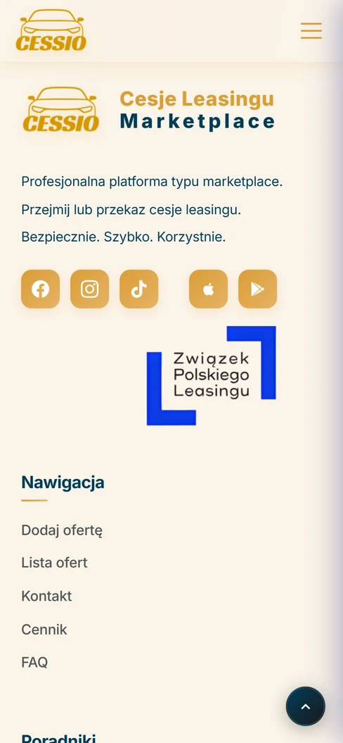 Portal ogłoszeniowy — stopka i partnerzy na telefonie