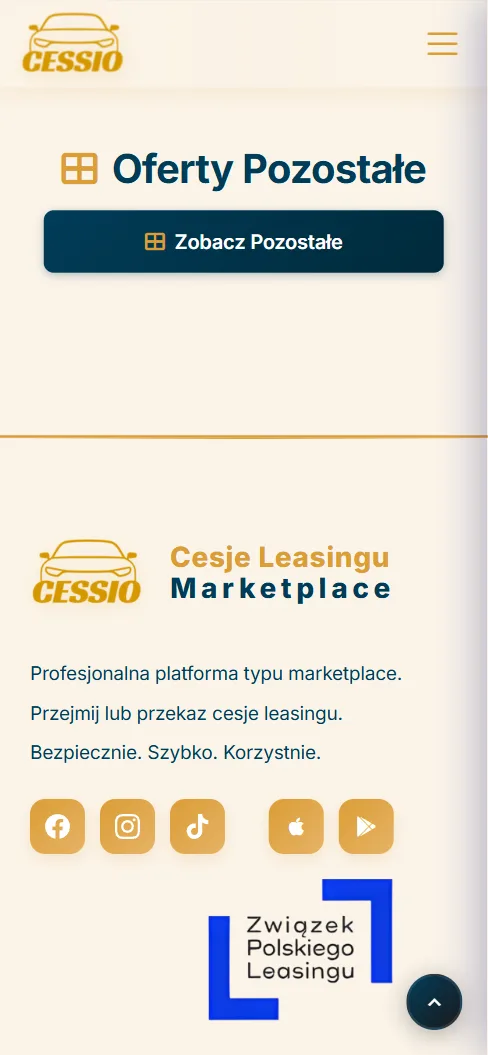 Portal ogłoszeniowy — kategorie na telefonie