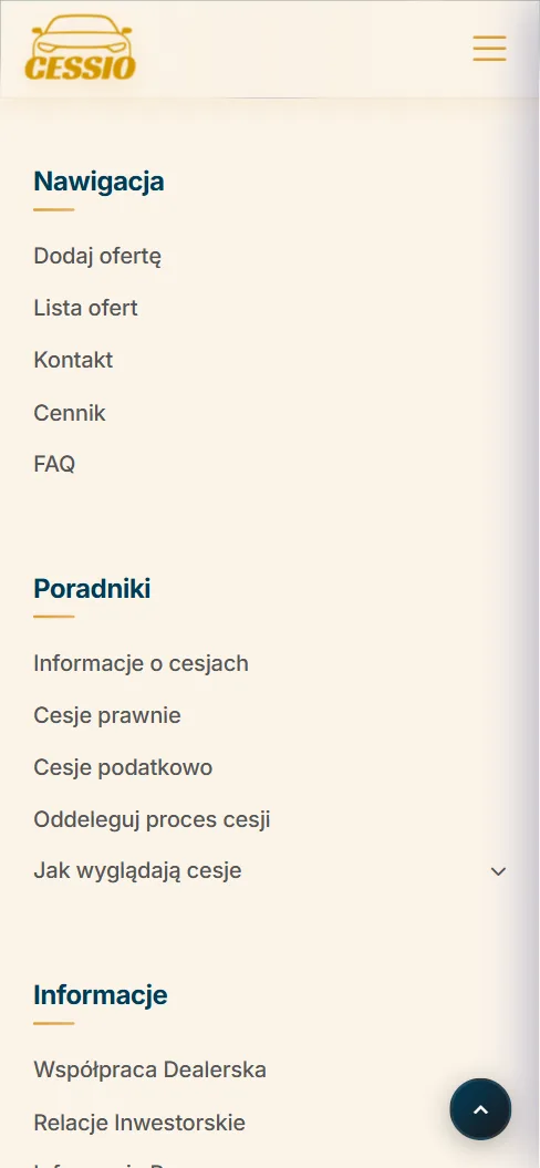 Portal ogłoszeniowy — dalsza część strony na telefonie