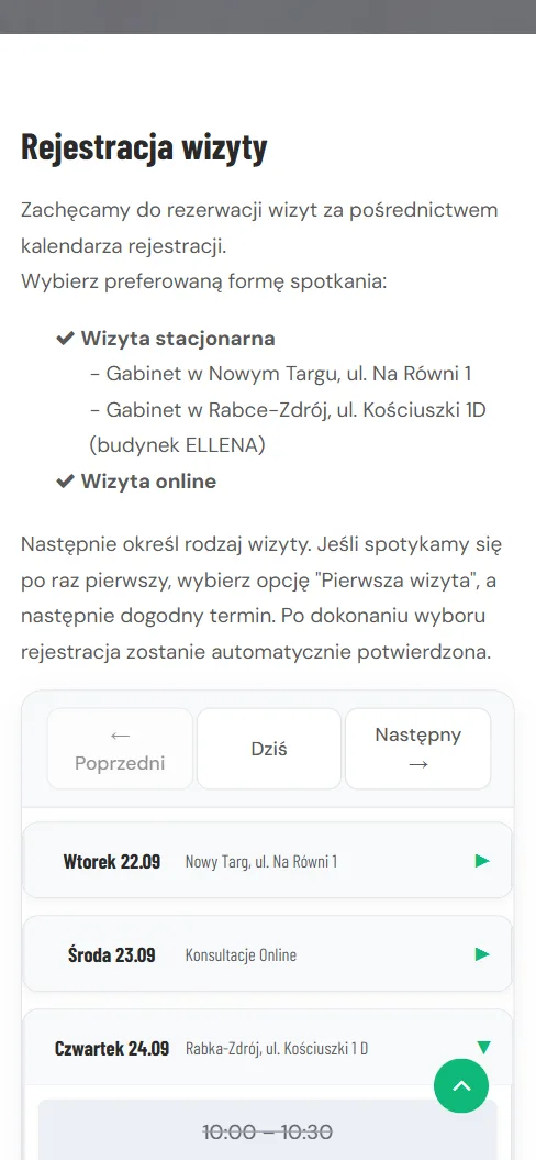 Wizytówka dietetyk — umów wizytę na telefonie
