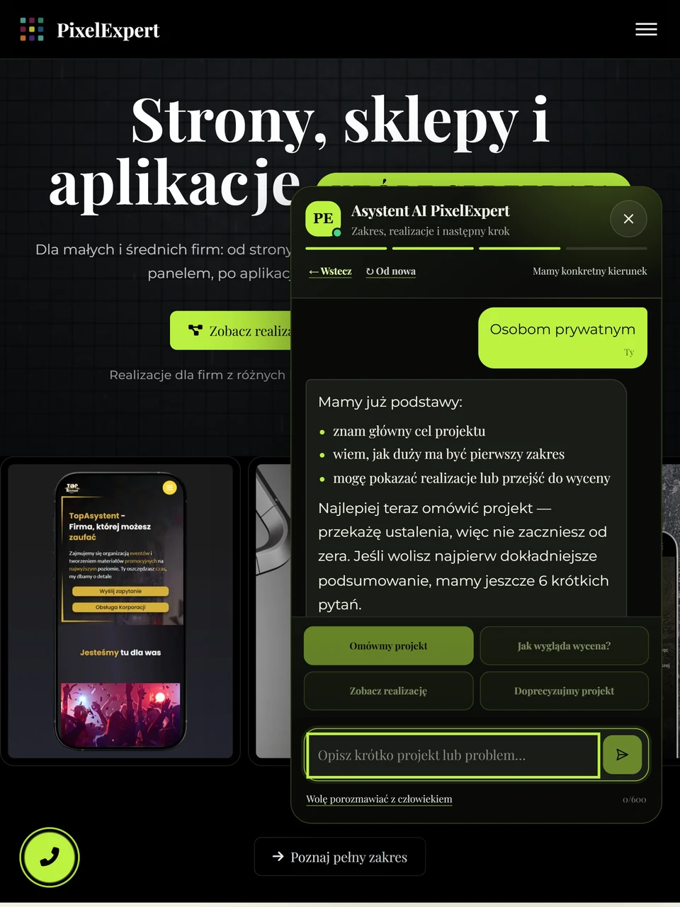 Asystent AI — podsumowanie (checkpoint), tablet