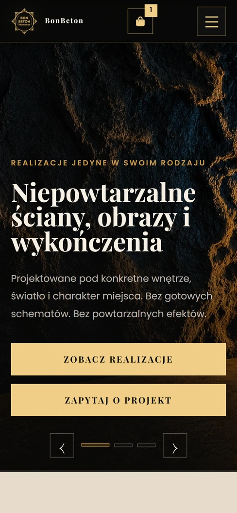 BonBeton — strona główna, hero na telefonie