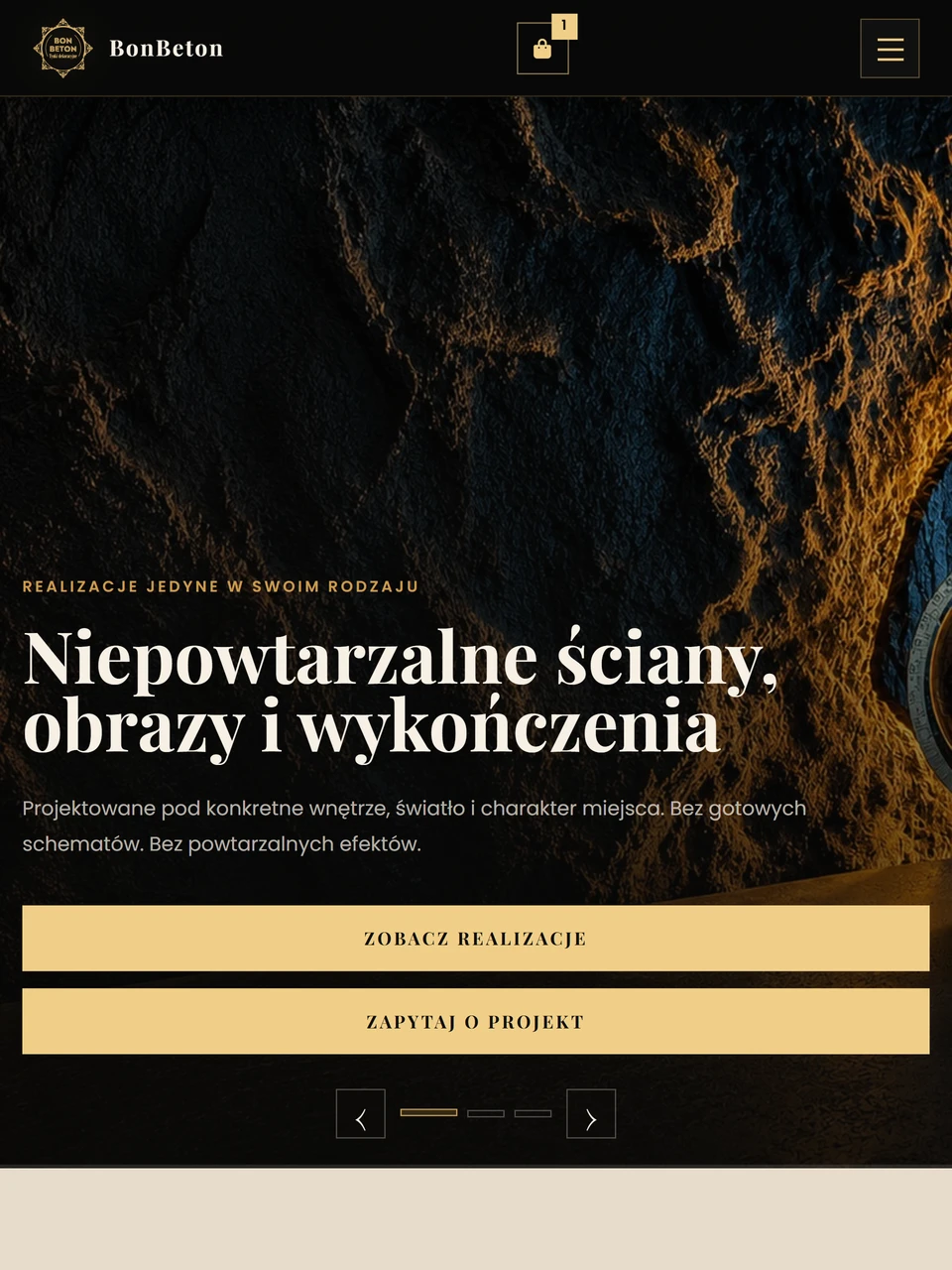 BonBeton — strona główna, hero na tablecie