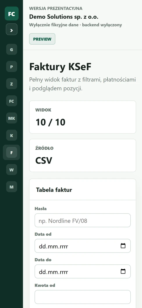 FlowCore — faktury KSeF na telefonie
