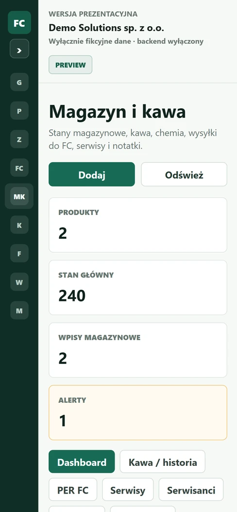 FlowCore — magazyn i kawa na telefonie
