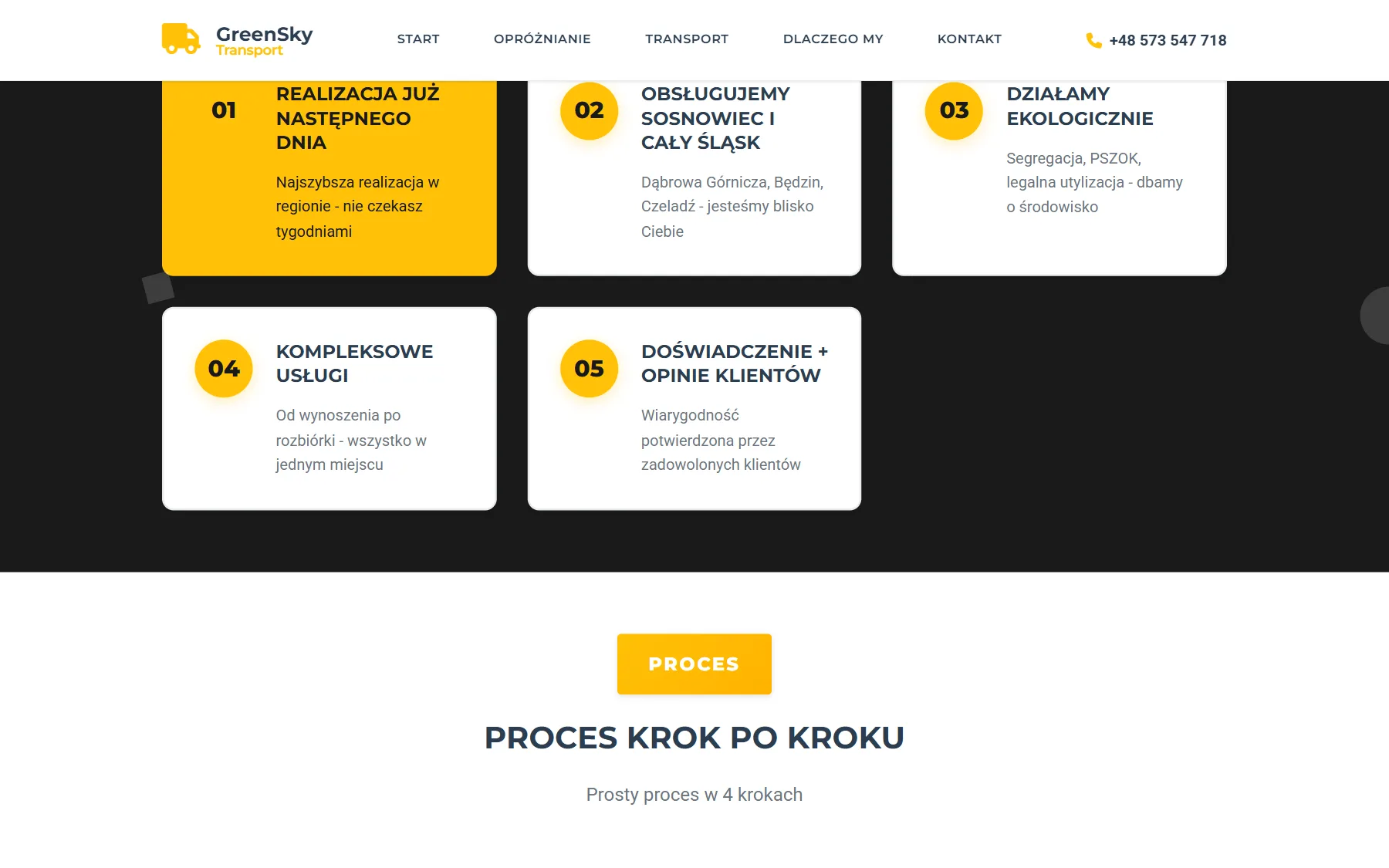 GreenSky Transport — obszar działania na desktopie