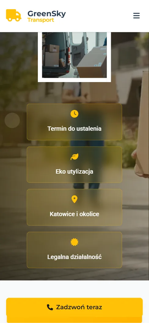 GreenSky Transport — podstrona lokalna Katowice na telefonie