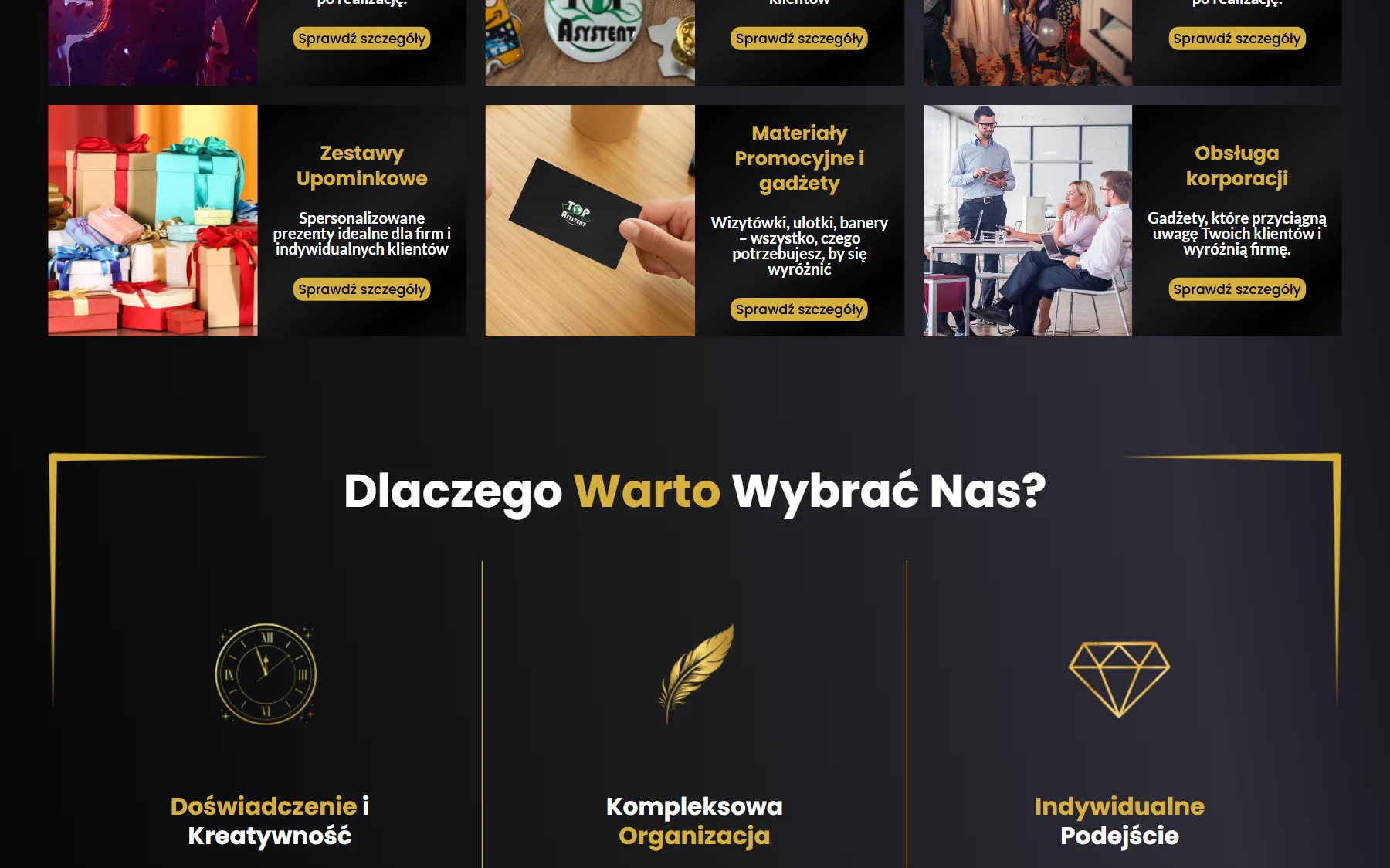 Top Asystent — sekcja ofertowa na desktopie