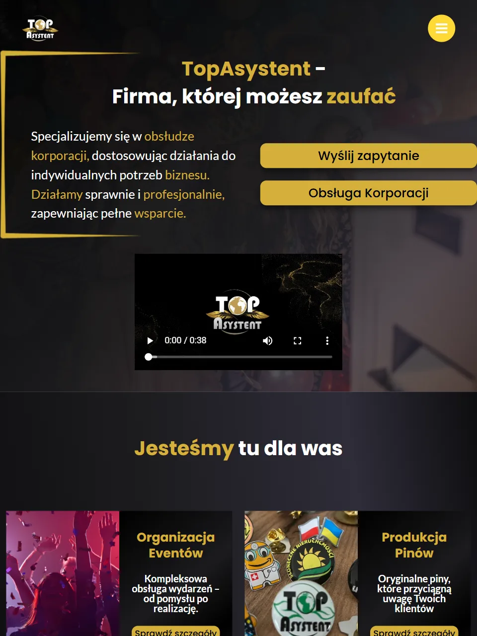 Top Asystent — strona główna na tablecie