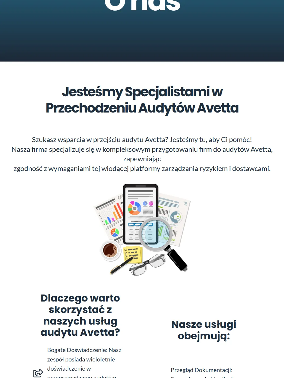 Top Asystent Audyt — strona o nas na tablecie