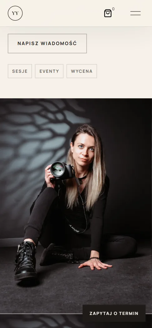Yin Yang Fotografia — formularz kontaktowy na telefonie