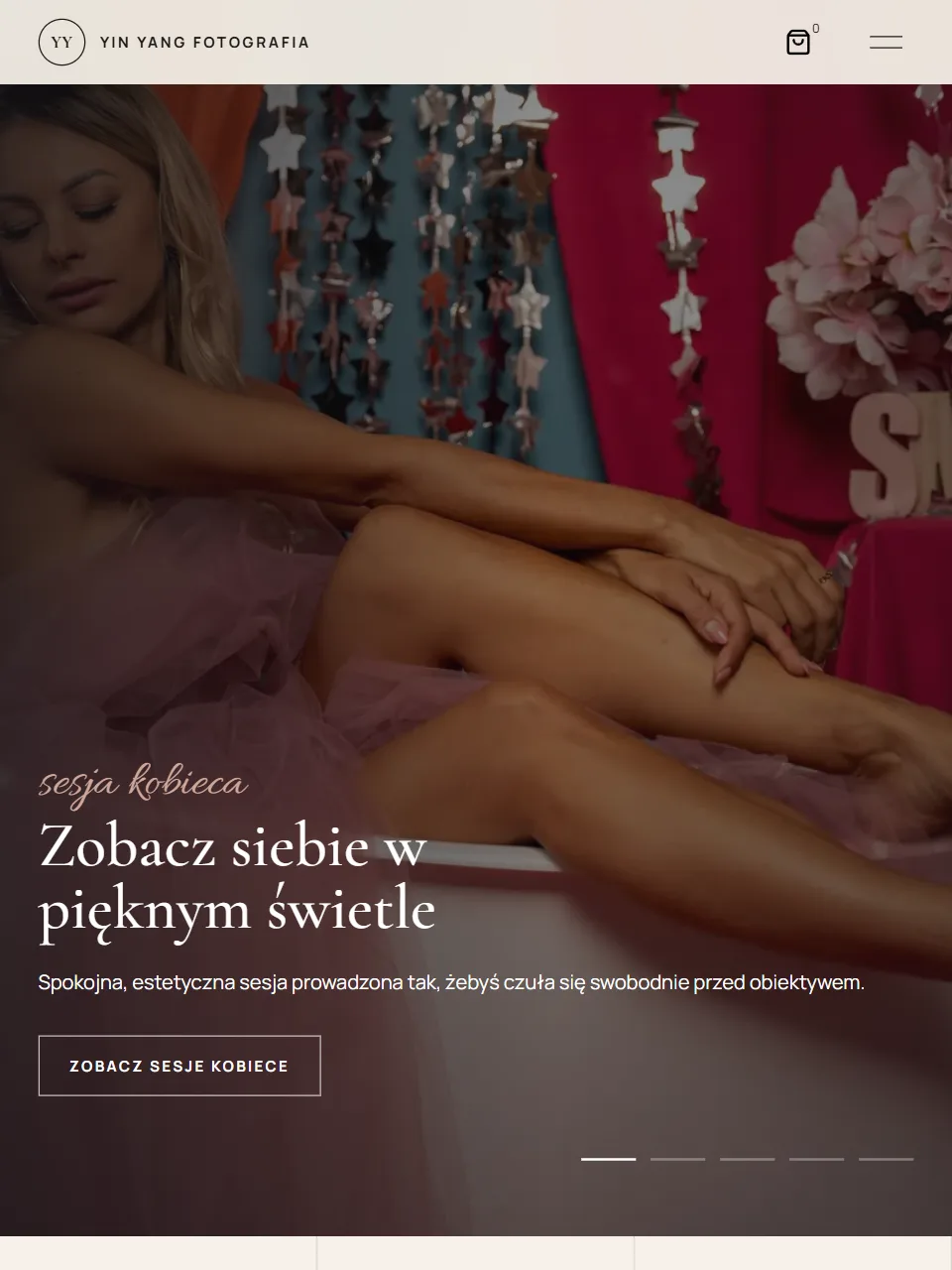 Yin Yang Fotografia — strona główna, hero na tablecie