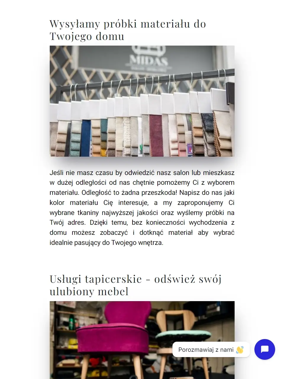 Strona salonu meblowego na tablecie - widok 2