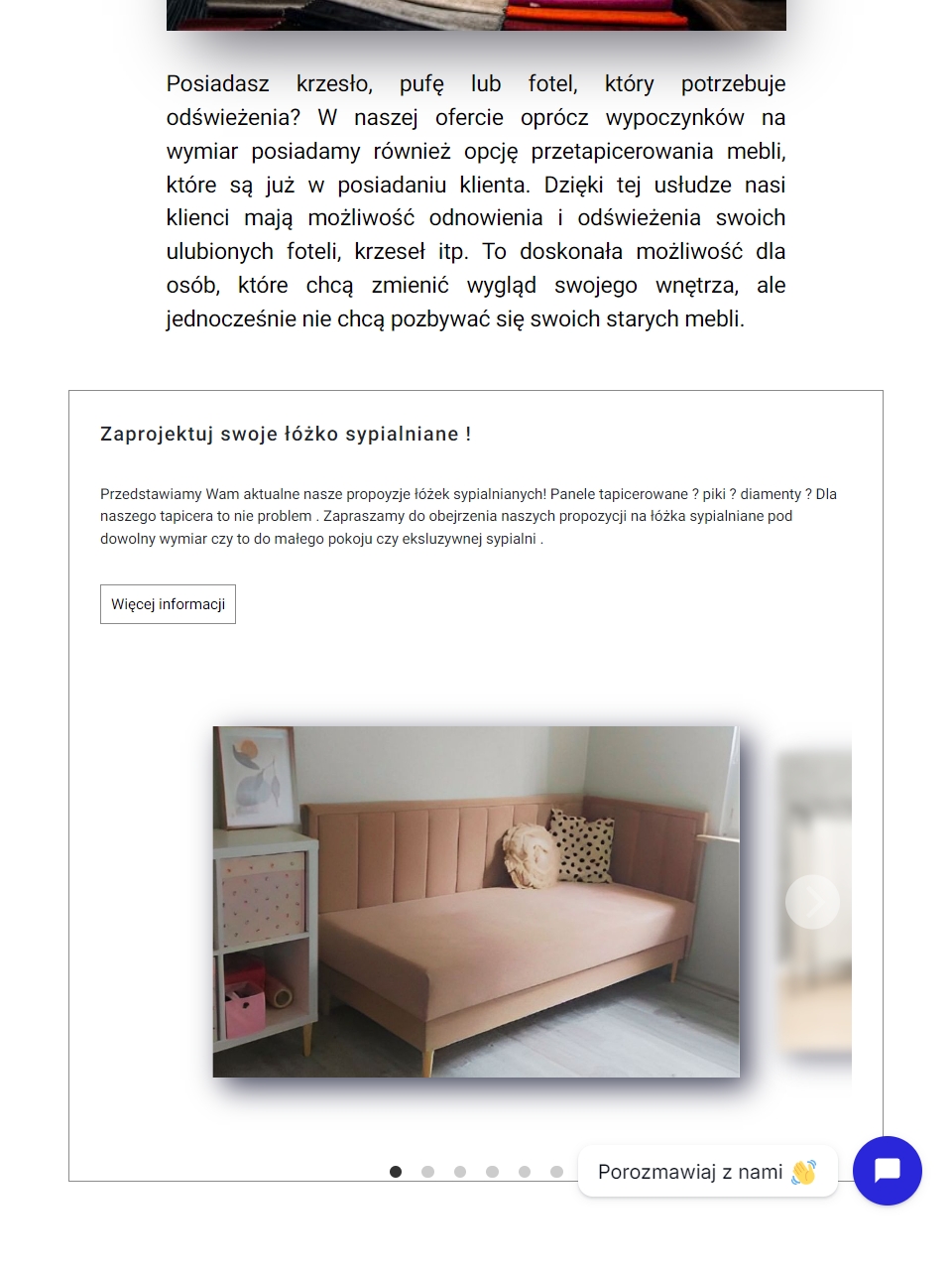 Strona salonu meblowego na tablecie - widok 3