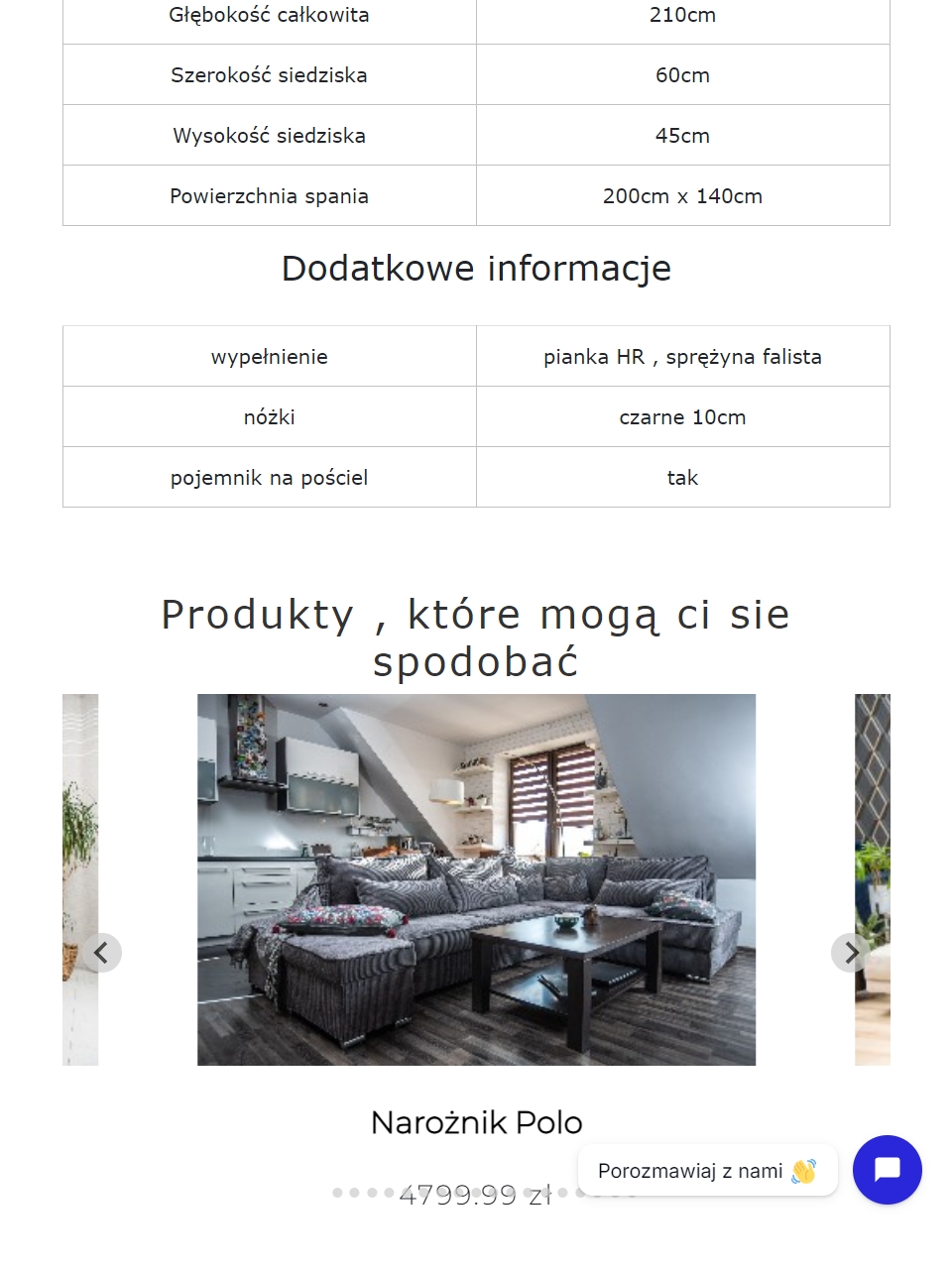 Strona salonu meblowego na tablecie - widok 6