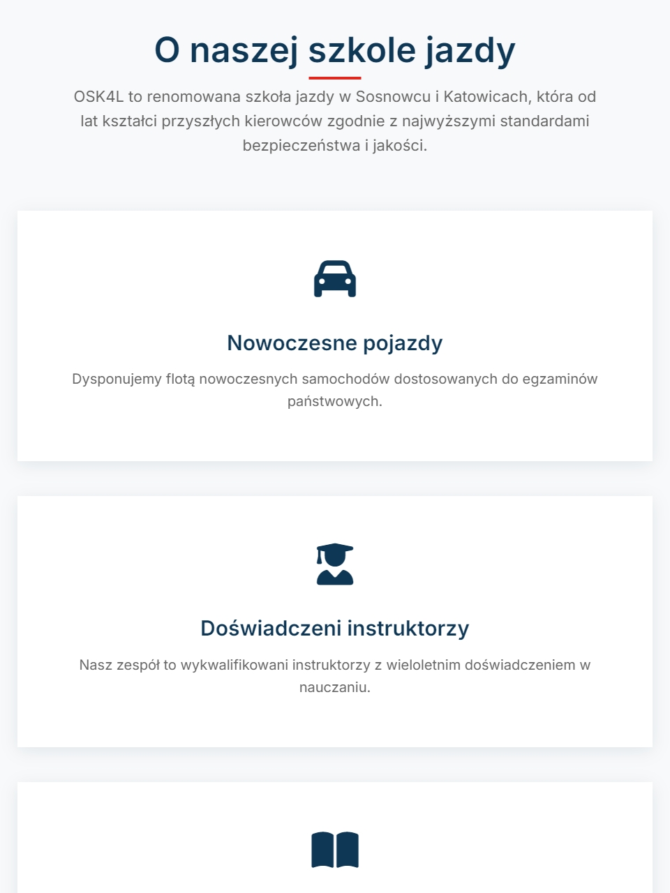 Strona szkoły jazdy na tablecie - widok 2