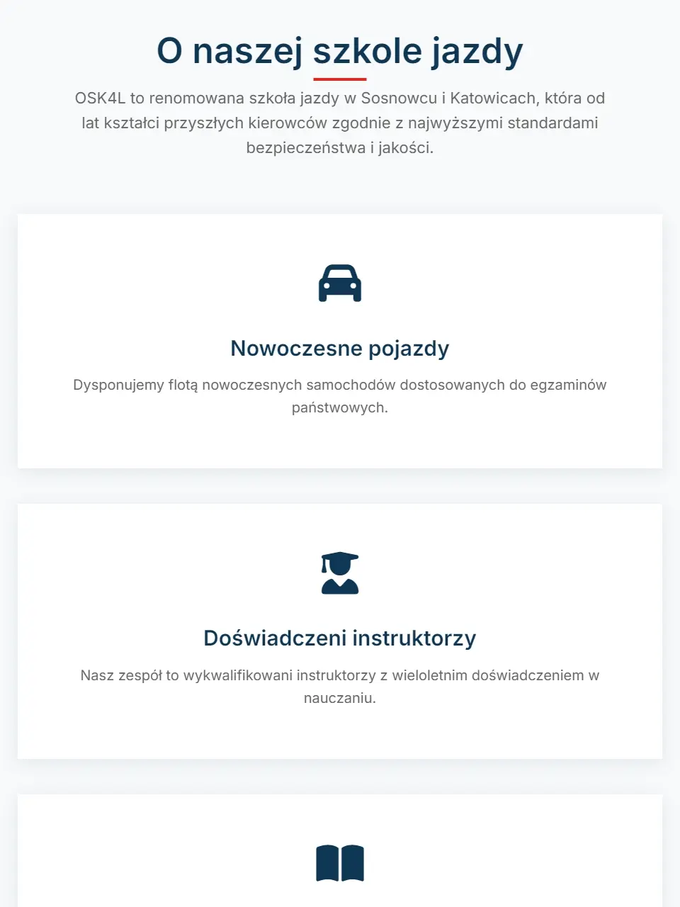 Strona szkoły jazdy na tablecie - widok 2