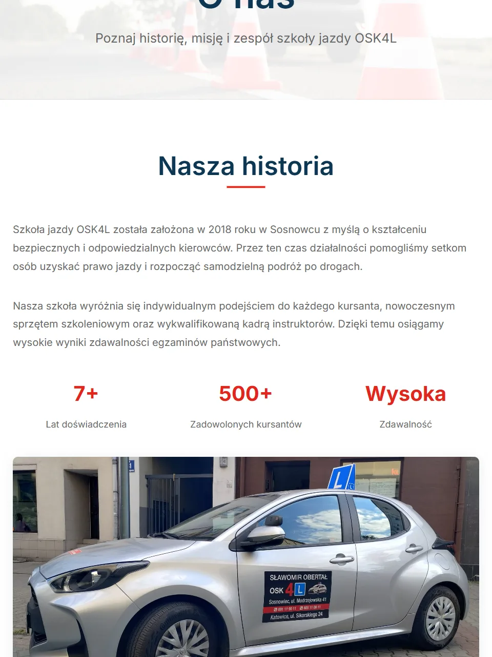 OSK4L — strona o nas na tablecie