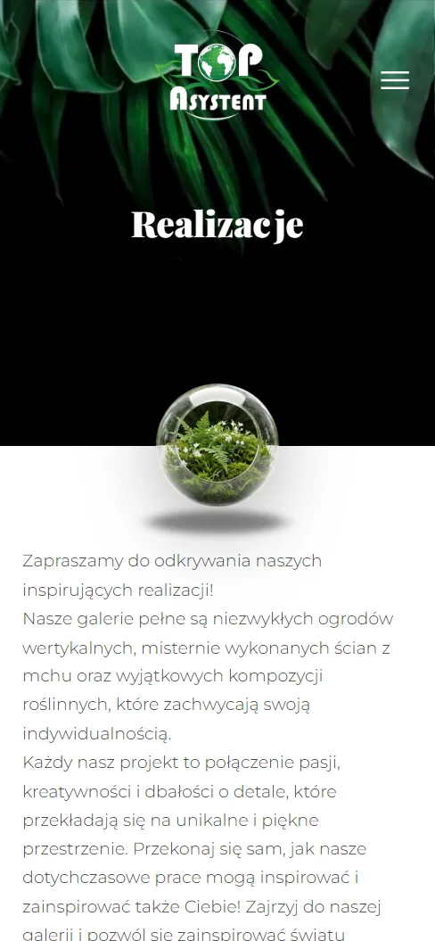 Ogrody wertykalne — podstrona realizacji na telefonie